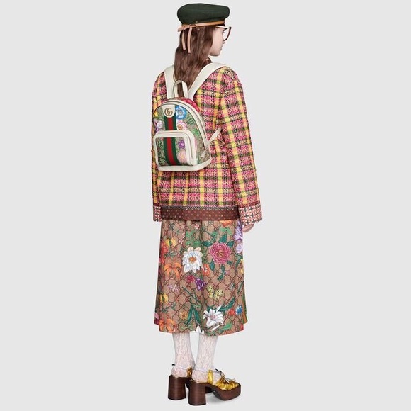 Gucci GG Ophidida Supreme Floral Multicolored Leather & Coated Canvas Backpack - Picture 17 of 17